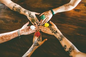 Hands with henna, Group Counselling, Safe Haven Counselling, Counselling Surrey BC